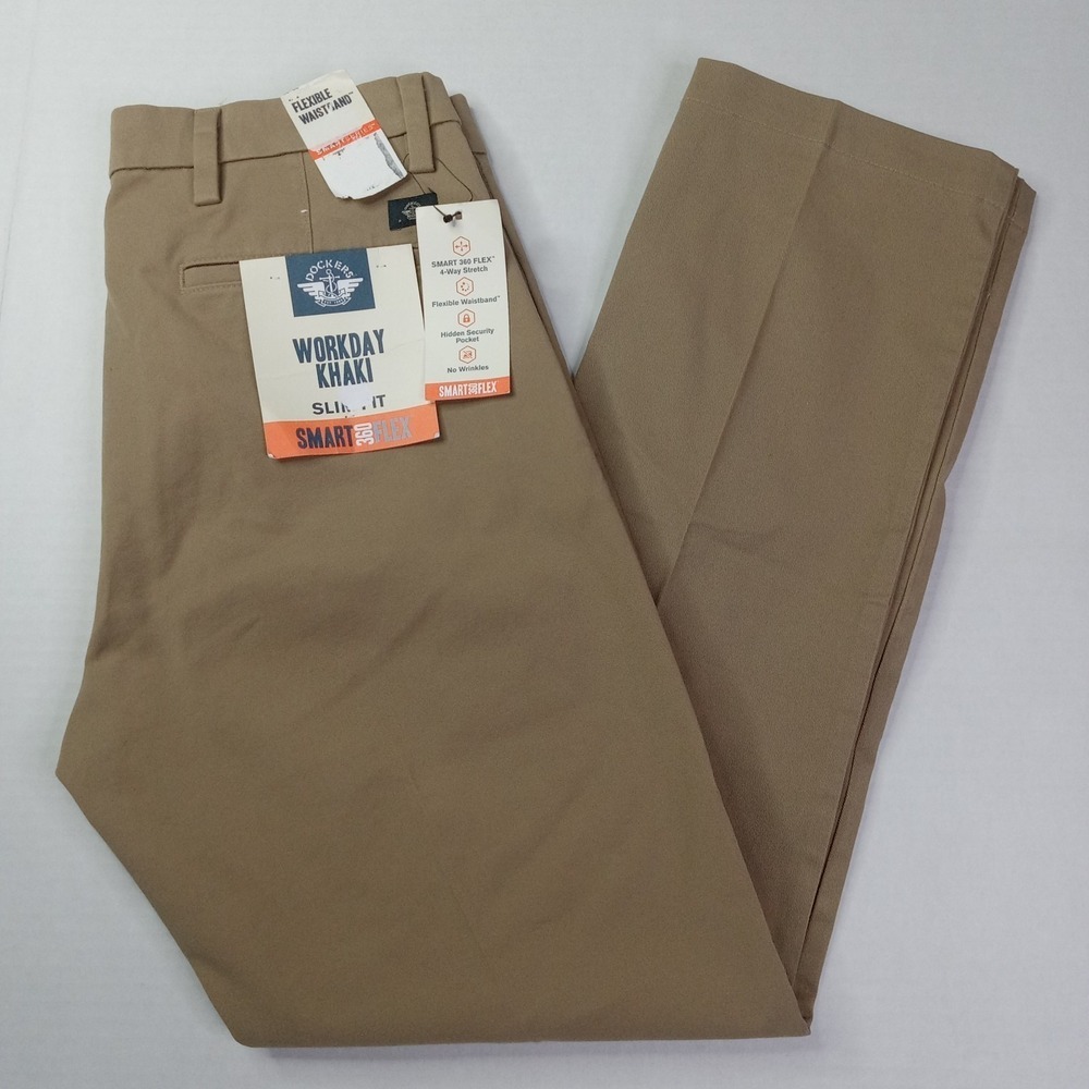 Dockers Workday Slim-Fit Khakis Men's‎ Size 30x30 Khaki Stretch Smart Flex NWT